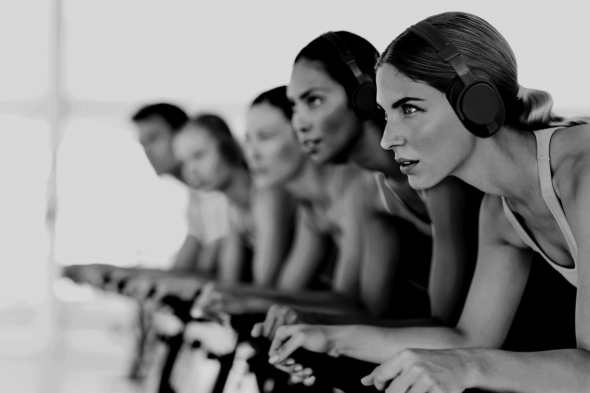 CYKL HAUS cyclists with silent disco headphones